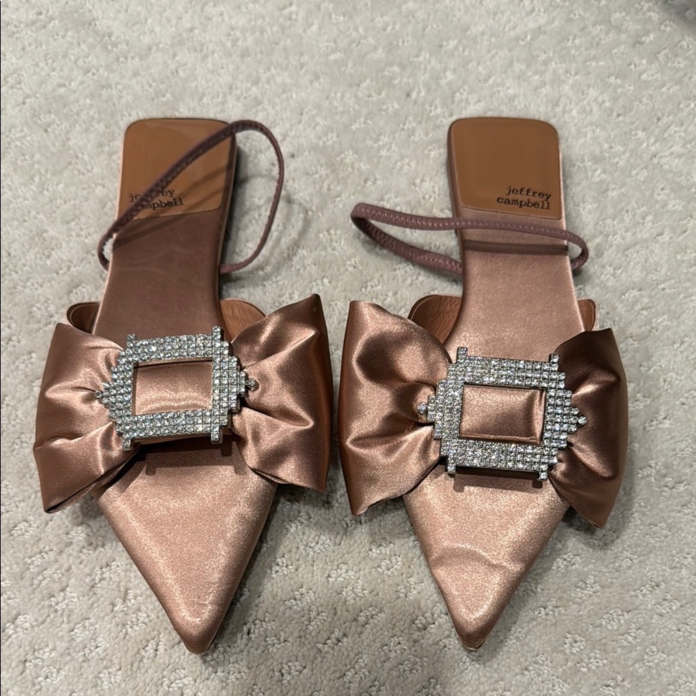 Jeffrey Campbell Women's Satin Bow Flats - Brown